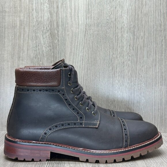 Warfield & Grand Boots Mens Sz 8 Presidio Leather Lace Up Cap Toe Ankle Brown - Picture 1 of 13